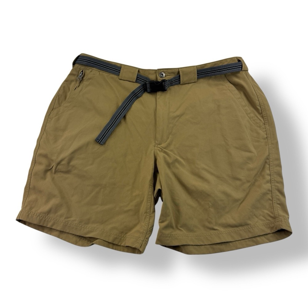 Duluth Trading Co Khaki Nylon Belted Shorts w/ Zipper Pocket Men's Size 2XL‎